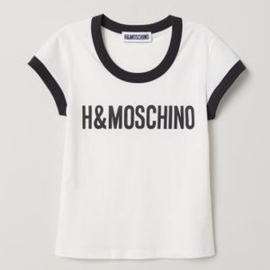 H&M MOSCHINO T-Shirt white with black trim